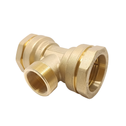 Té à compression mâle/femelle – laiton PE/PVC